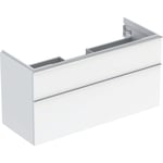 Mueble bajo Geberit serie iCon para lavabo, con dos cajones: Ancho de lavabo=120cm, Cuerpo y frontal: blanco/cubierto de alto brillo, Tirador: cromado brillante